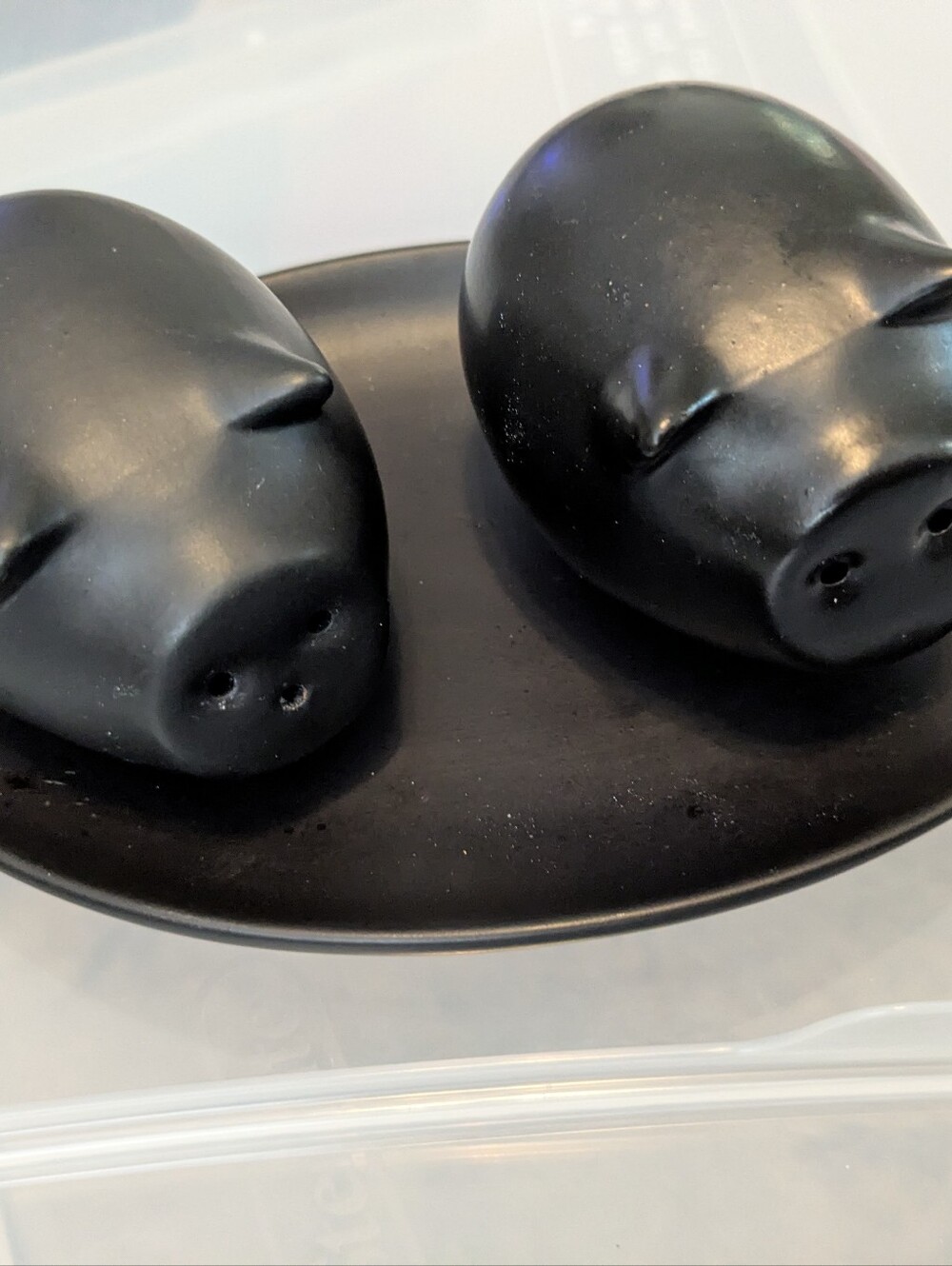 Novica Black Ceramic Pig Salt & Pepper Set - Home Accents